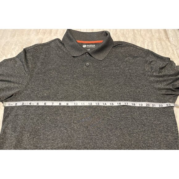 Men's HAGGAR Clothing Co. Dark Gray Polo Golf Shirt 100% Polyester Size Large - Picture 4 of 16